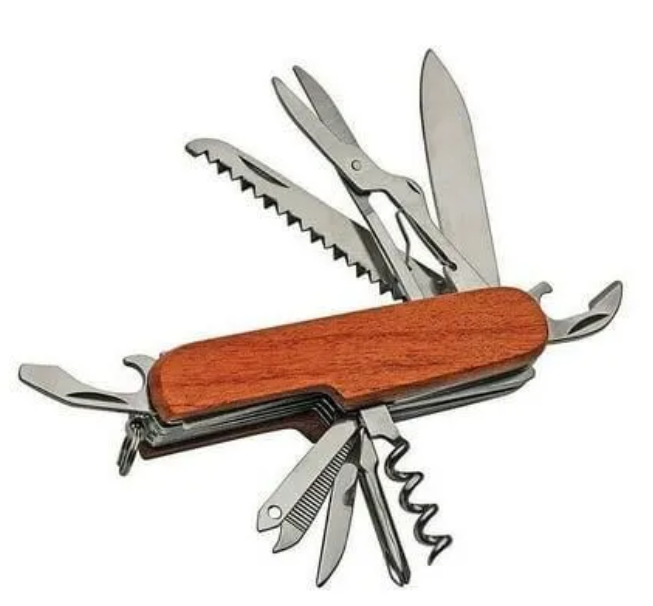 Swiss Style Folder Folding Knife, Brown Wood Handle,  (205)